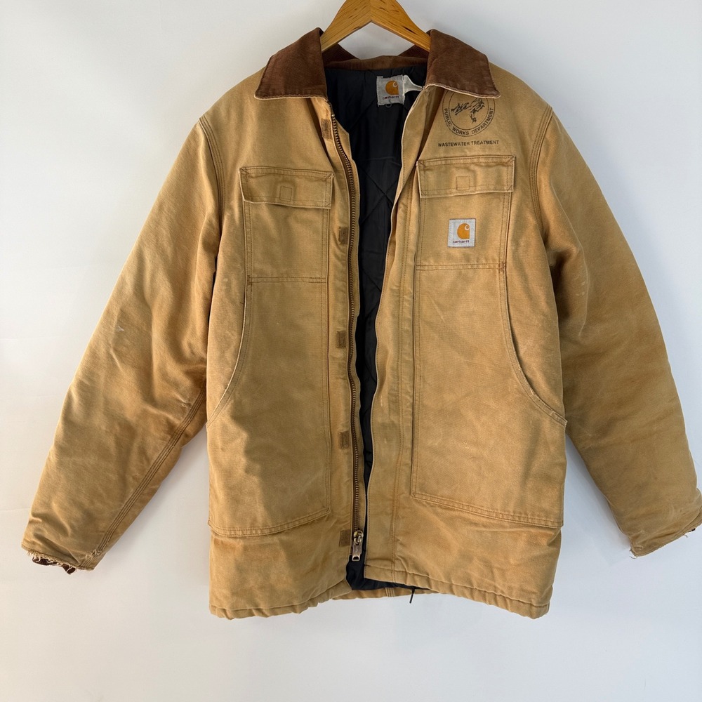 Carhartt Arctic Traditional Coat Mens L Brown CQ186 Duck Canvas Quilted Lining